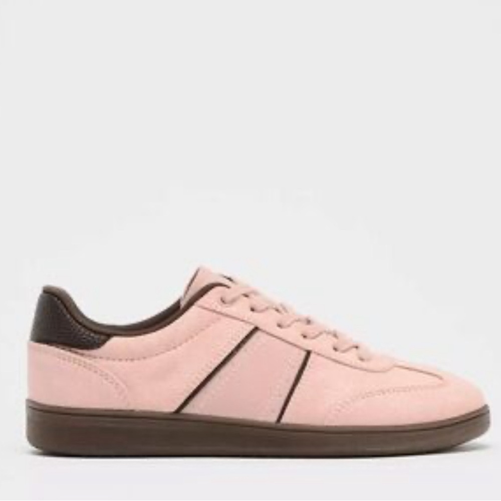Zara Soft Blush and Brown Suede Sneakers